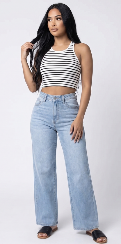 The Boardwalk Ribbed Halter Stripe Cami