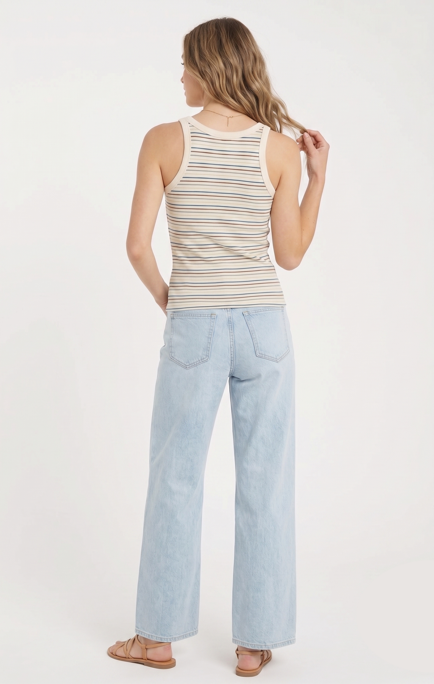 The Retro Stripe Ribbed Racerback Tank