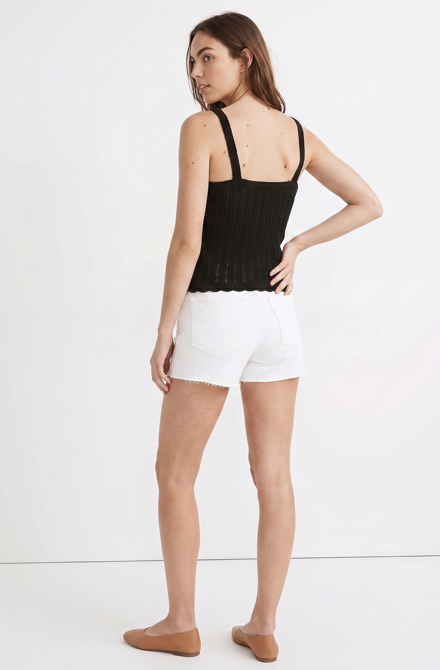 Button-Front Crochet Knit Cami Top