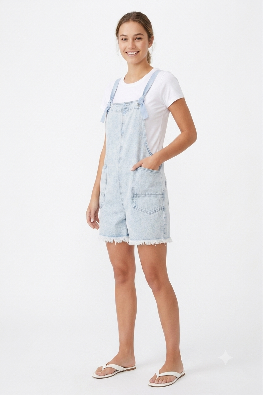 Acid Wash Denim & Light Wash Overall Romper