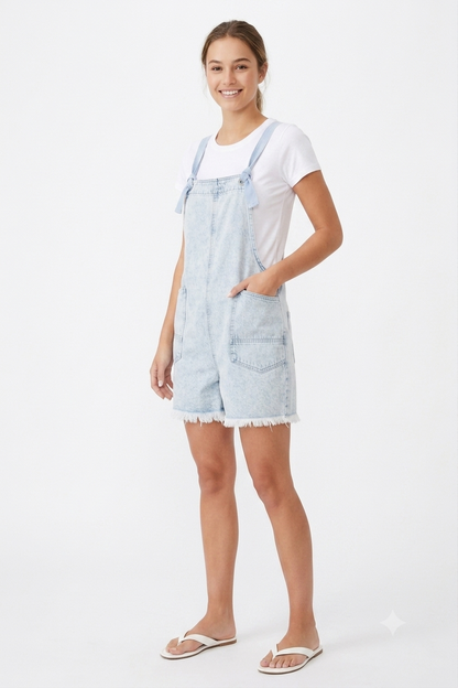 Acid Wash Denim & Light Wash Overall Romper