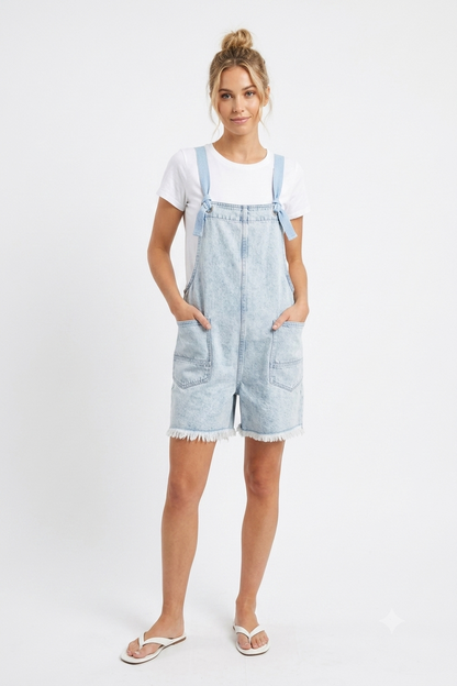 Acid Wash Denim & Light Wash Overall Romper