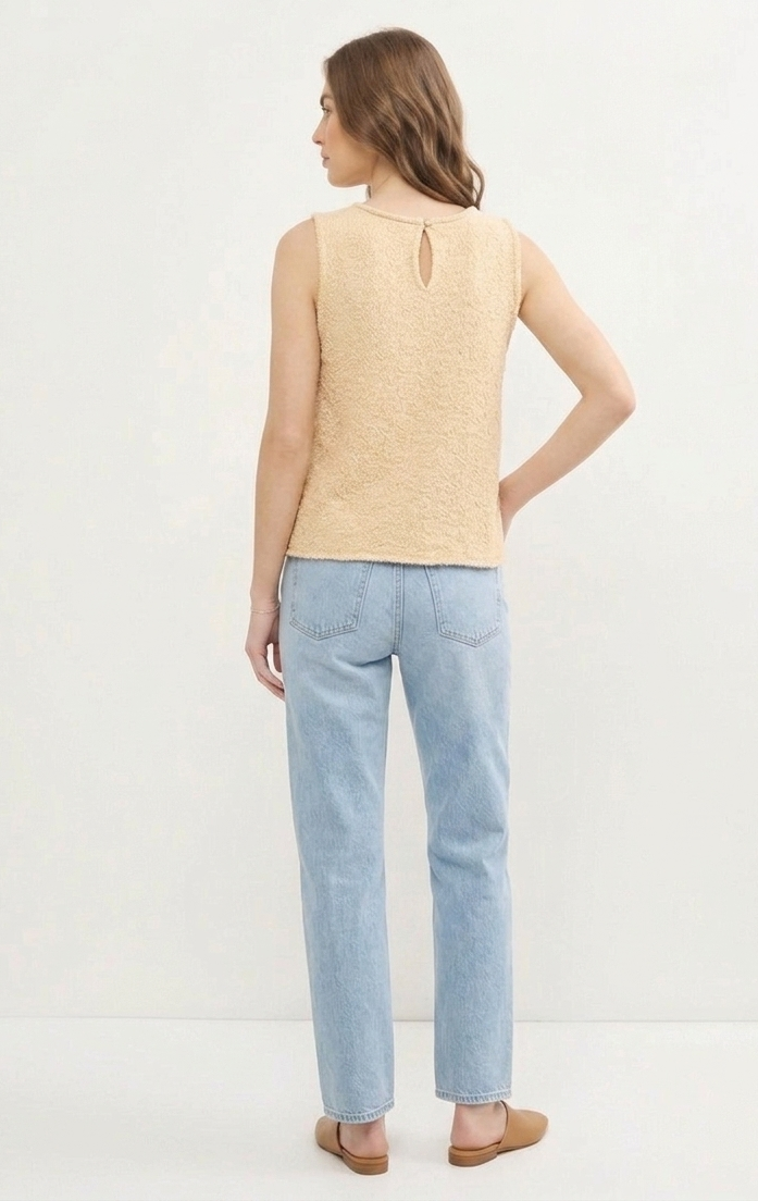 Textured Back-Keyhole Knit Tank Top
