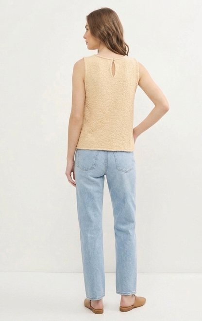Textured Back-Keyhole Knit Tank Top