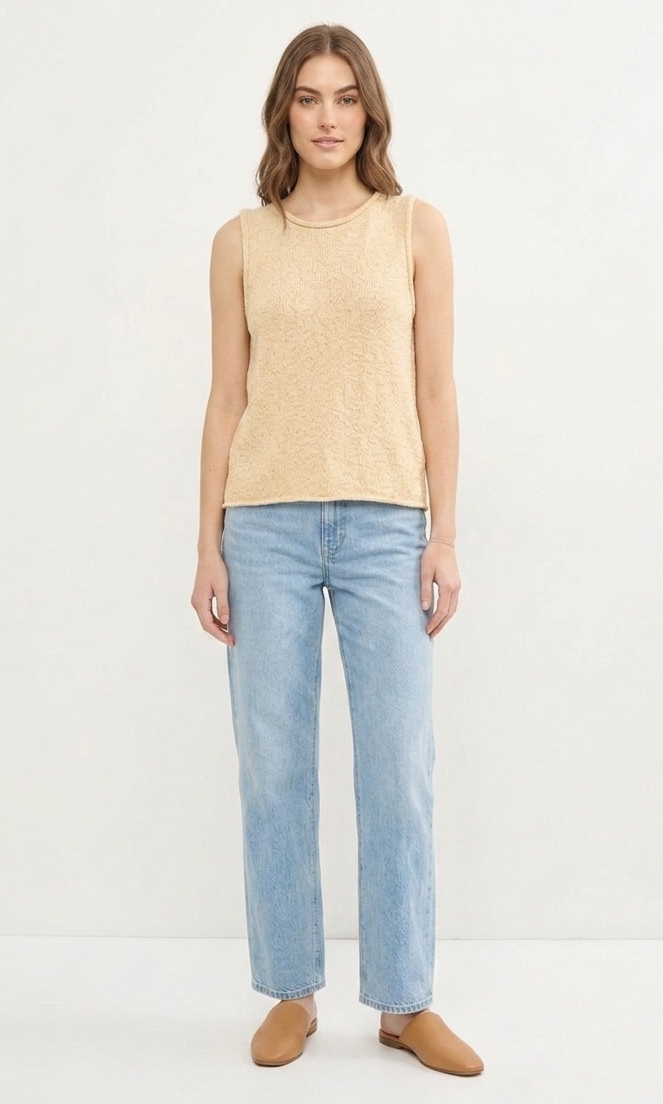 Textured Back-Keyhole Knit Tank Top