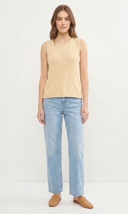 Textured Back-Keyhole Knit Tank Top