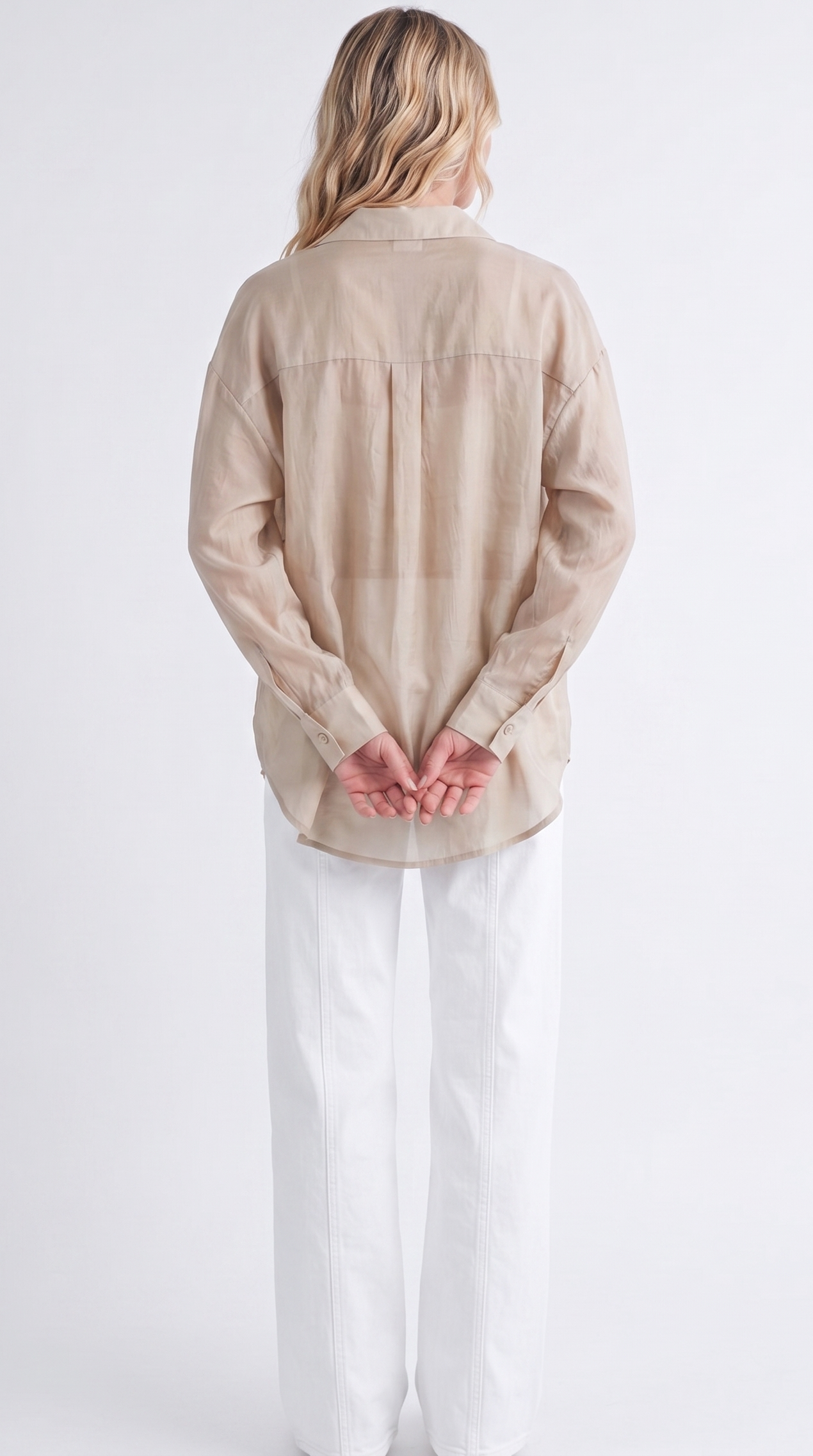 Sheer Organza Button-Up Utility Shirt