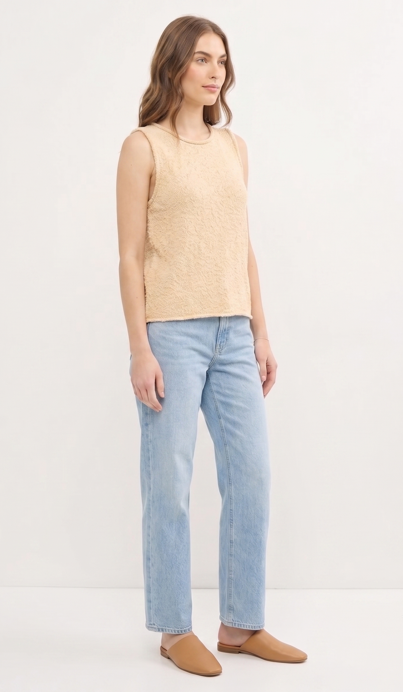 Textured Back-Keyhole Knit Tank Top