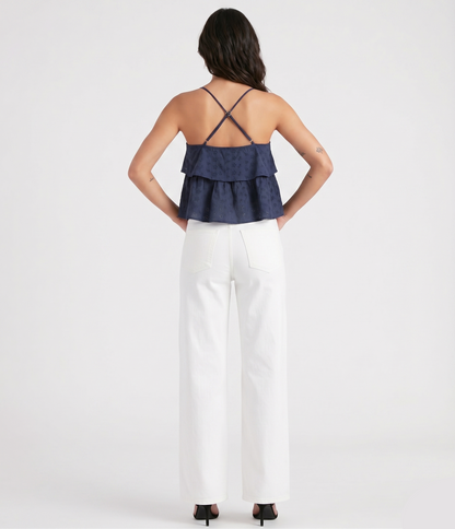 Layered Eyelet Halter Cami