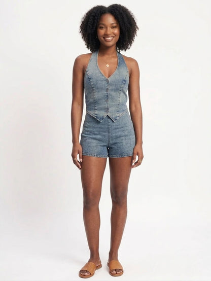 The Maverick Denim Halter romper