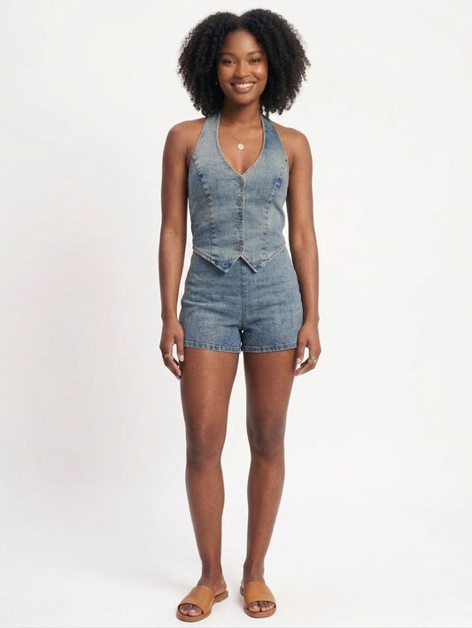 The Maverick Denim Halter romper