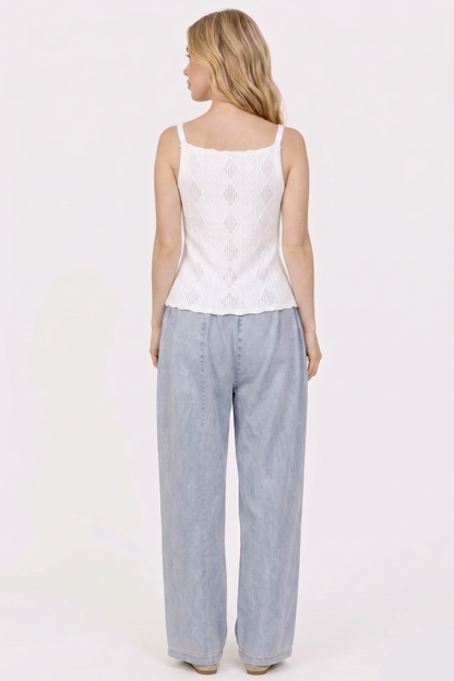 The Aria Diamond Pointelle Tailored Knit Vest