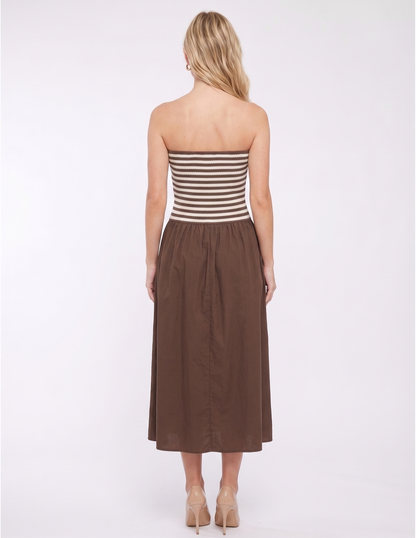The Celine Striped Mixed-Media Midi Skyler