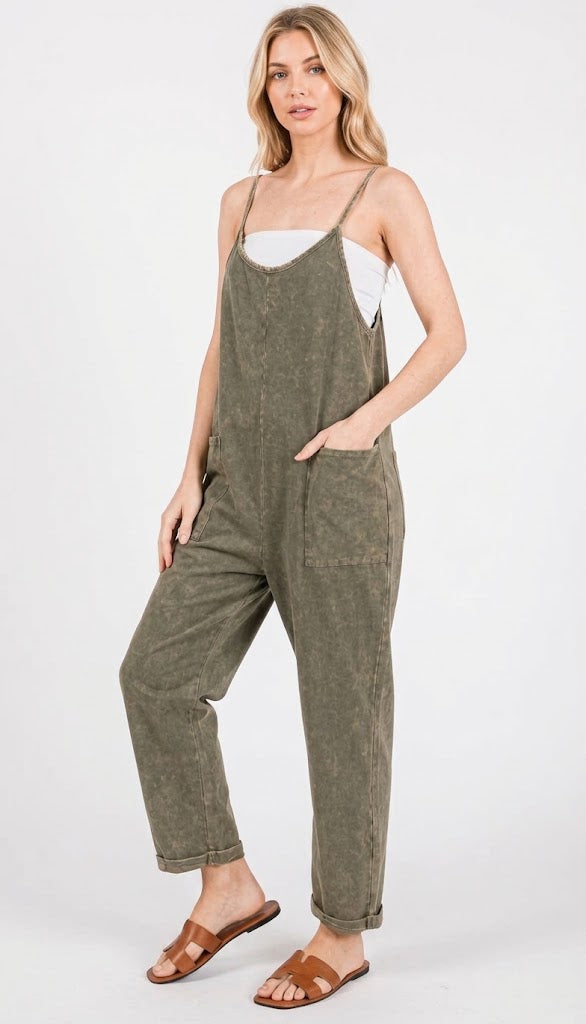 The Rowan Mineral Wash Slouchy Pocket Overalls Jumpsuit