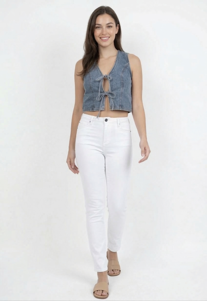DenimTie front Denim Vest