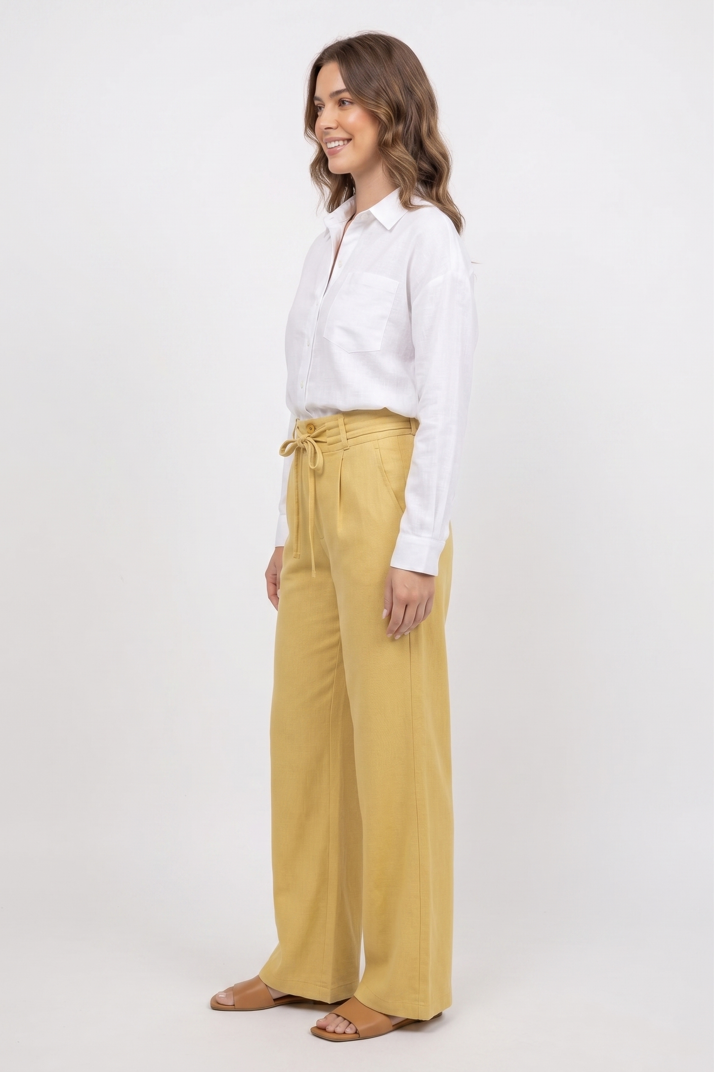 The Solstice Wide-Leg Linen Tie-Front Trouser
