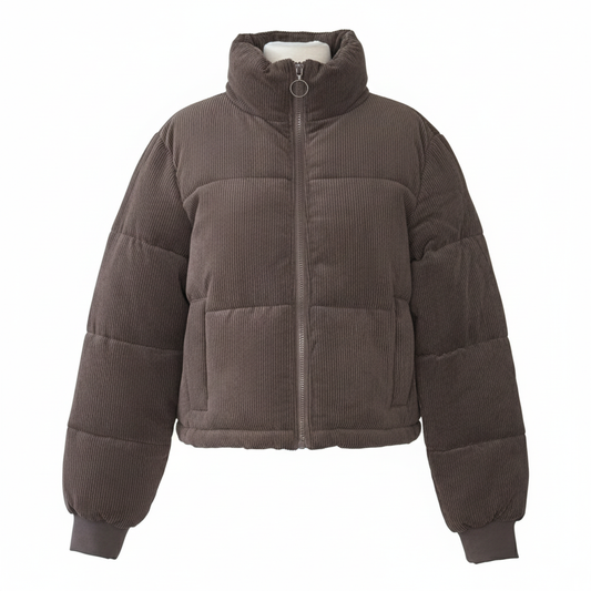 Chocolate Cord Puffer Jacket