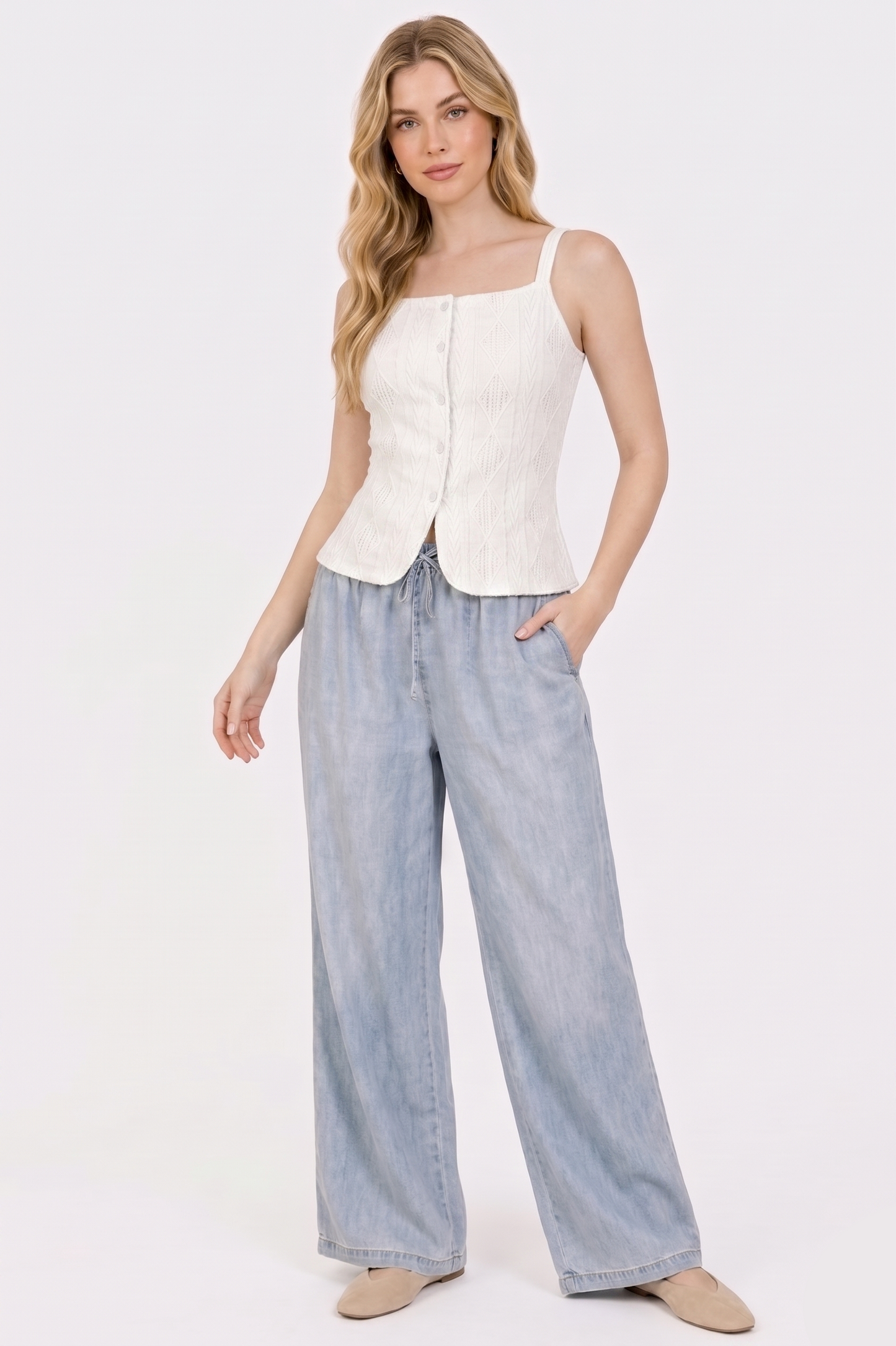 The Aria Diamond Pointelle Tailored Knit Vest